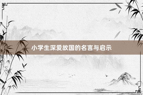 小学生深爱故国的名言与启示
