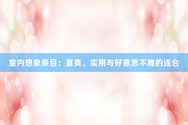 室内想象条目：直爽、实用与好意思不雅的连合